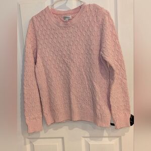 Croft & Barrow Pink Cabled Cottagecore Crew Neck Sweater 100% Cotton Size Medium